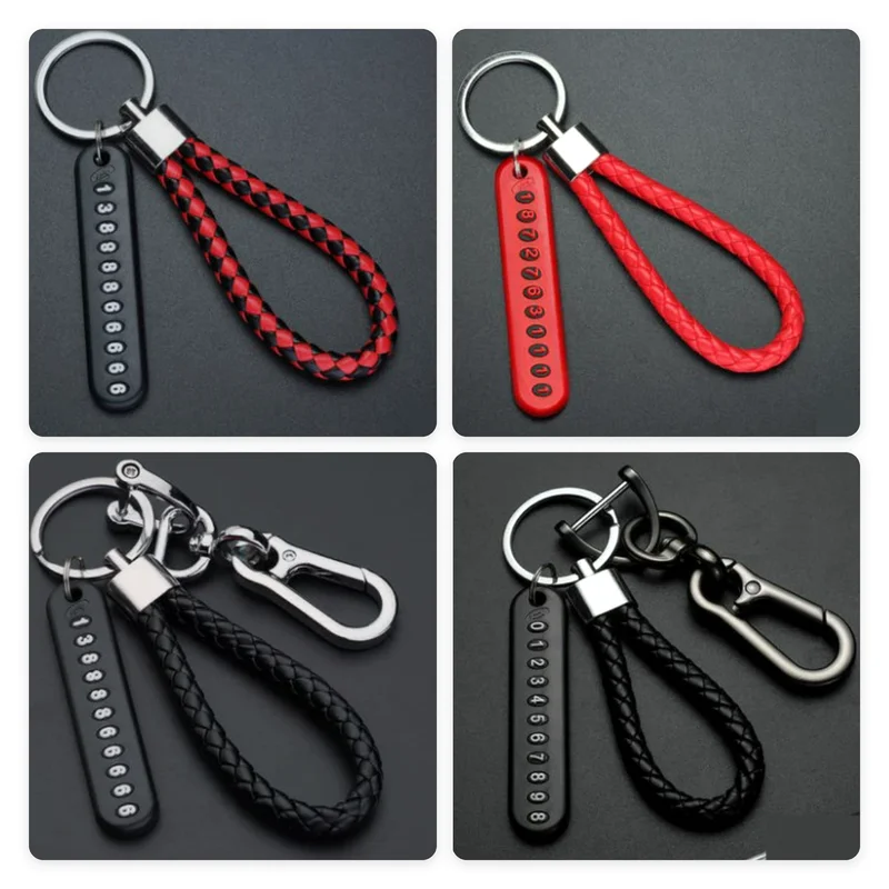 1pc Anti-Lost Car Keychain, Phone Number Card Keyring, Phone Number Plate, Lock Key Ring Auto Vehicle Key Chain, Car Accessories