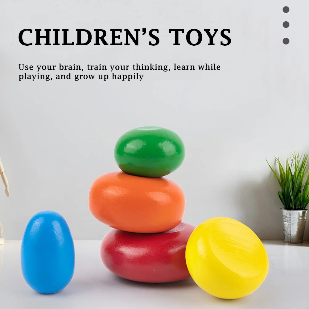 1 set 1 set di pietre bilanciate in legno impilate colorate per bambini apprendimento educativo puzzle mattoni giochi per bambini