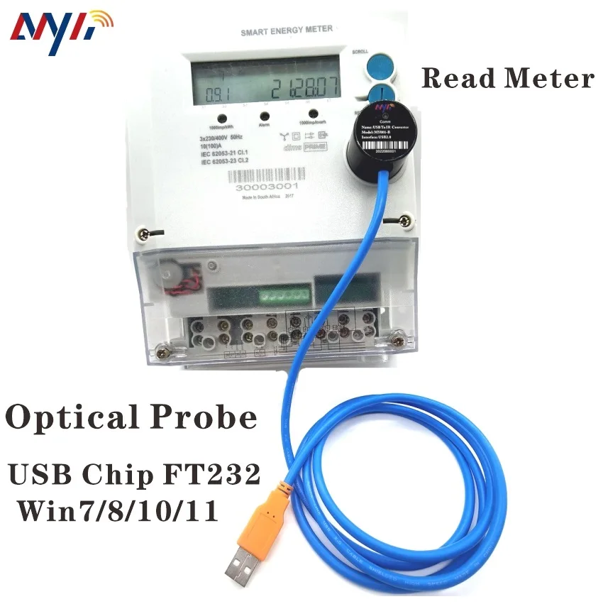 

USB 2.0 optical read-out head FT232 Optical Probe IEC1107 IEC62056-21 STS DLMS kWh Meter Gas Meter Water Meter Reading