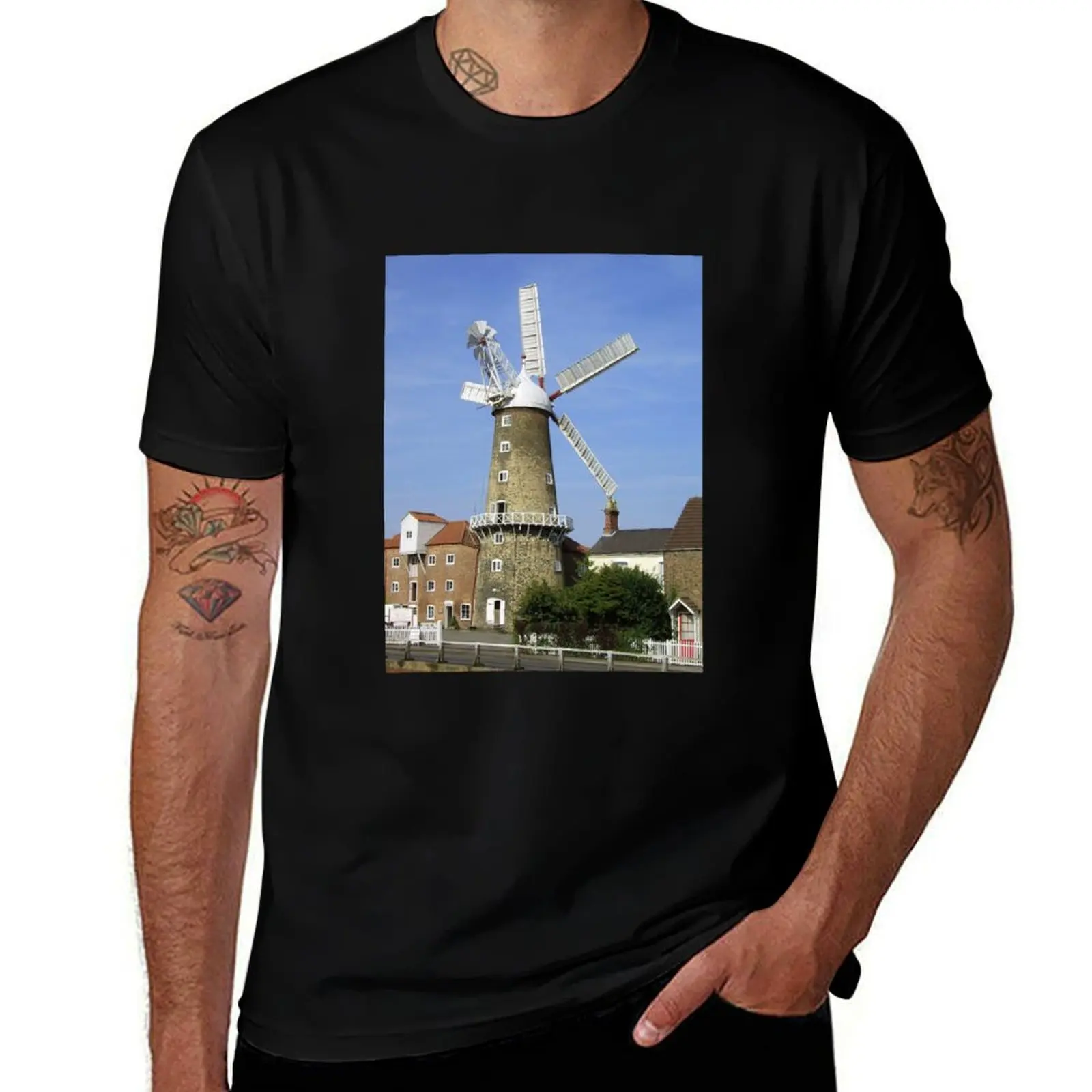Maud Foster Windmill, Boston, Lincolnshire T-Shirt cotton t-shirt plain for man package T-Shirt