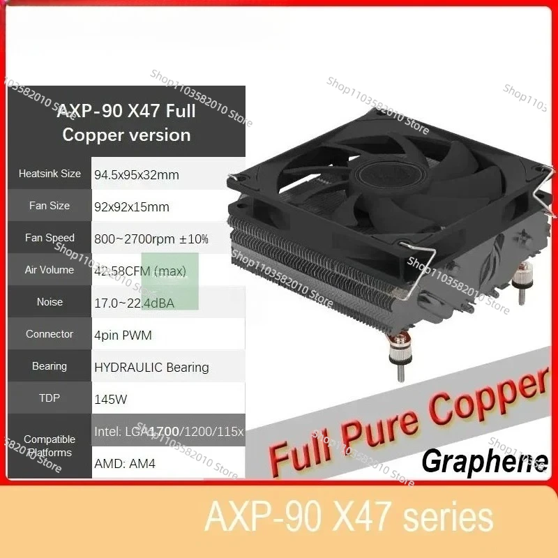 AXP-90 X47 Full Copper Low Profile 47mm Cooler - for AM4, LGA1700, 1200, 115x, AXP90 Series
