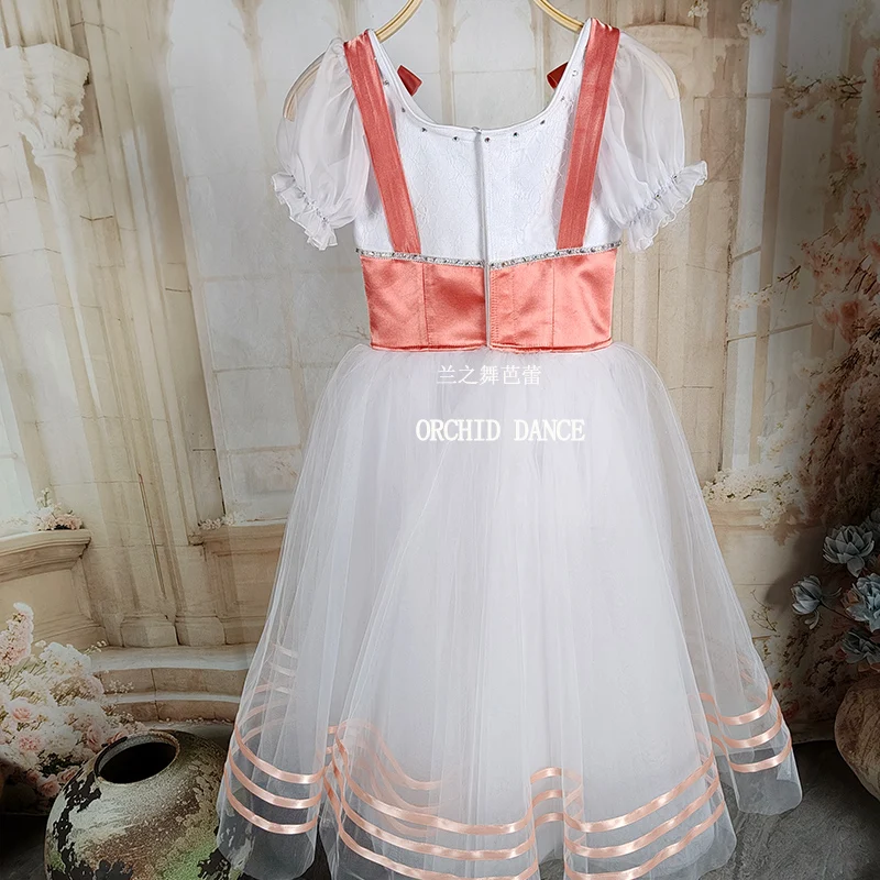 BT2507021 جودة عالية حجم مخصص للأطفال الفتيات الباليه الرقص أداء ارتداء Gilsay فستان توتو رومانسي طويل أحمر