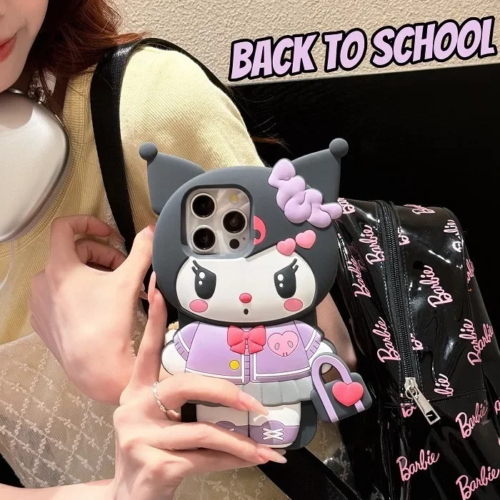 Kawaii Hello Kitty 3D Silicone Phone Case for IPhone 16 15 14 13 12 11 Pro Max Sanrio Anime Kuromi My Melody Protective Cover