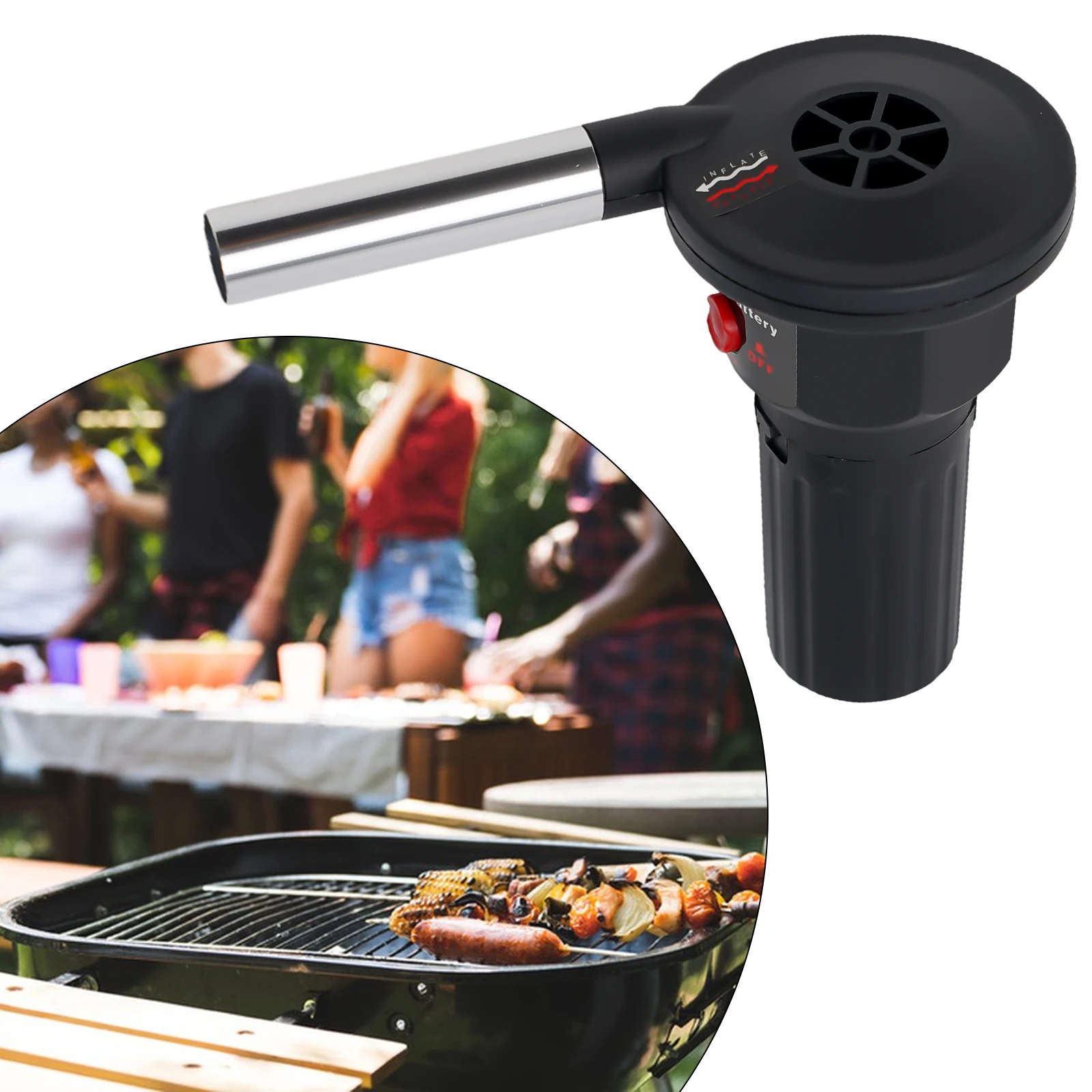 Catch Fire Compact D Type Battery BBQ Fan Barbecue Burn BBQ-Fan Electric Lightweight Portable Battery Power-Supply