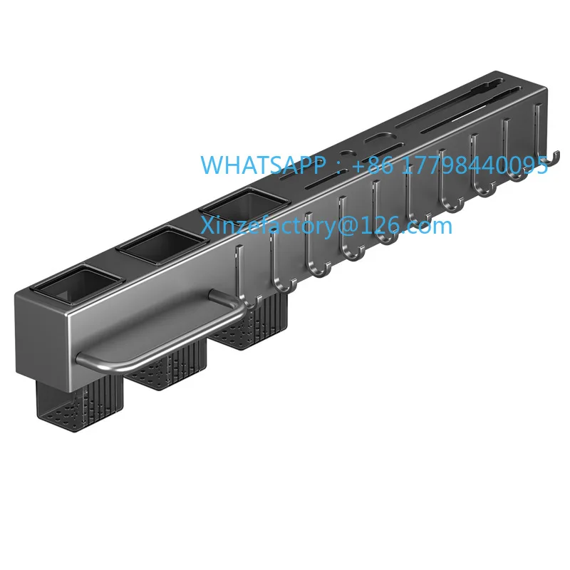 

Customizable Grey 30/40cm Household Organizer Rack Wall Mounted Knife Holder Kitchen Storage Shelving Units Tableware Shelf With