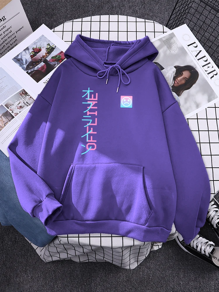 

Vaporwave Offline Japanese Classic Women Hoodie Sports Simple Pullovers Fashion Personality Sweatwears Oversize Loose Streetwear