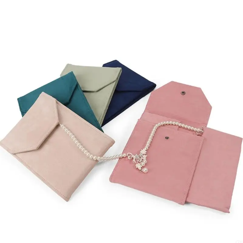 Stylish Flocking Jewelry Case With Secure Clasp Closure for Pearla Chains and Daily Accessories