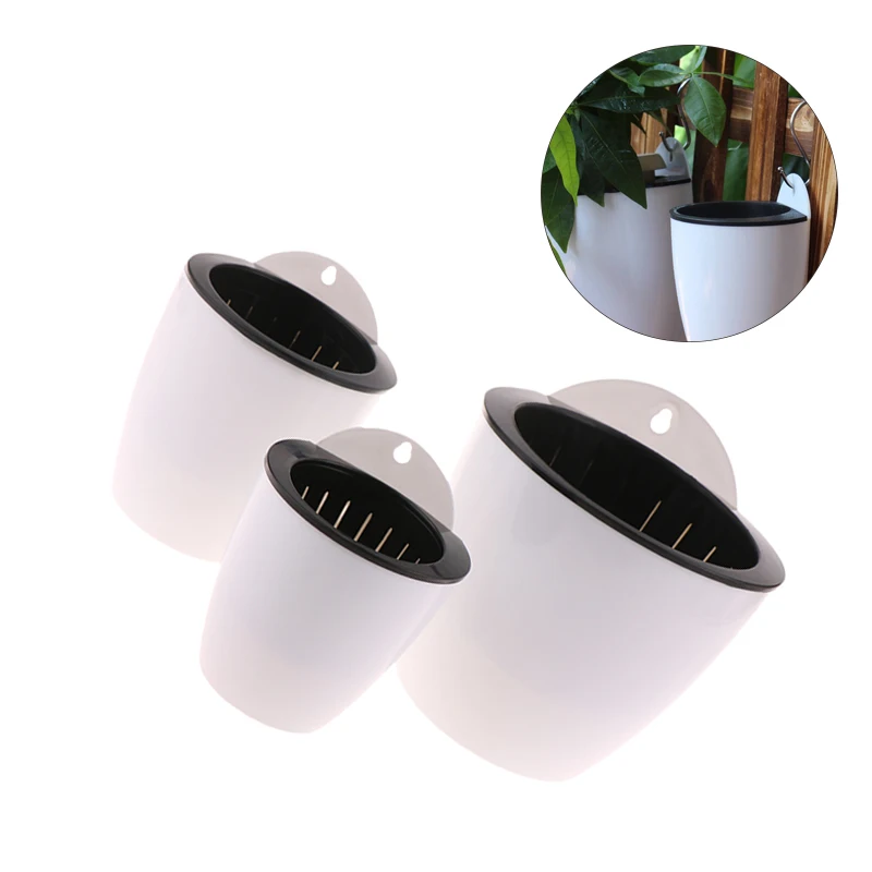 Wall-Mounted Flower Pot Automatic Water-Absorbing Plastic Circular Creative Wall Hanging Green Luo Small Flower Pot