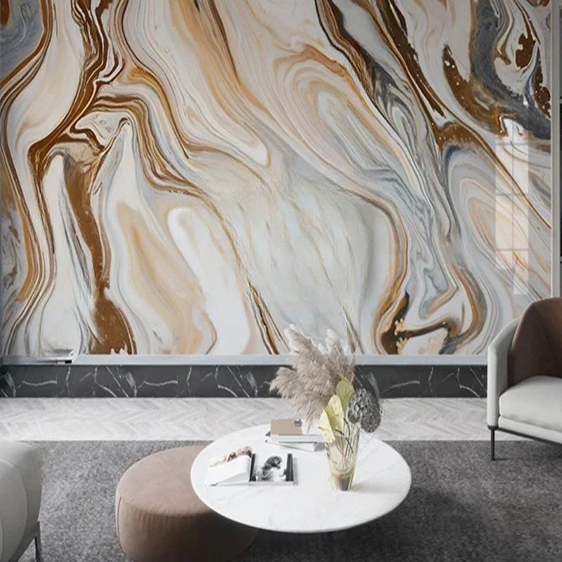 

Creative elegant light luxury and high-end abstract gilded marble texture TV luxury home background wall painting