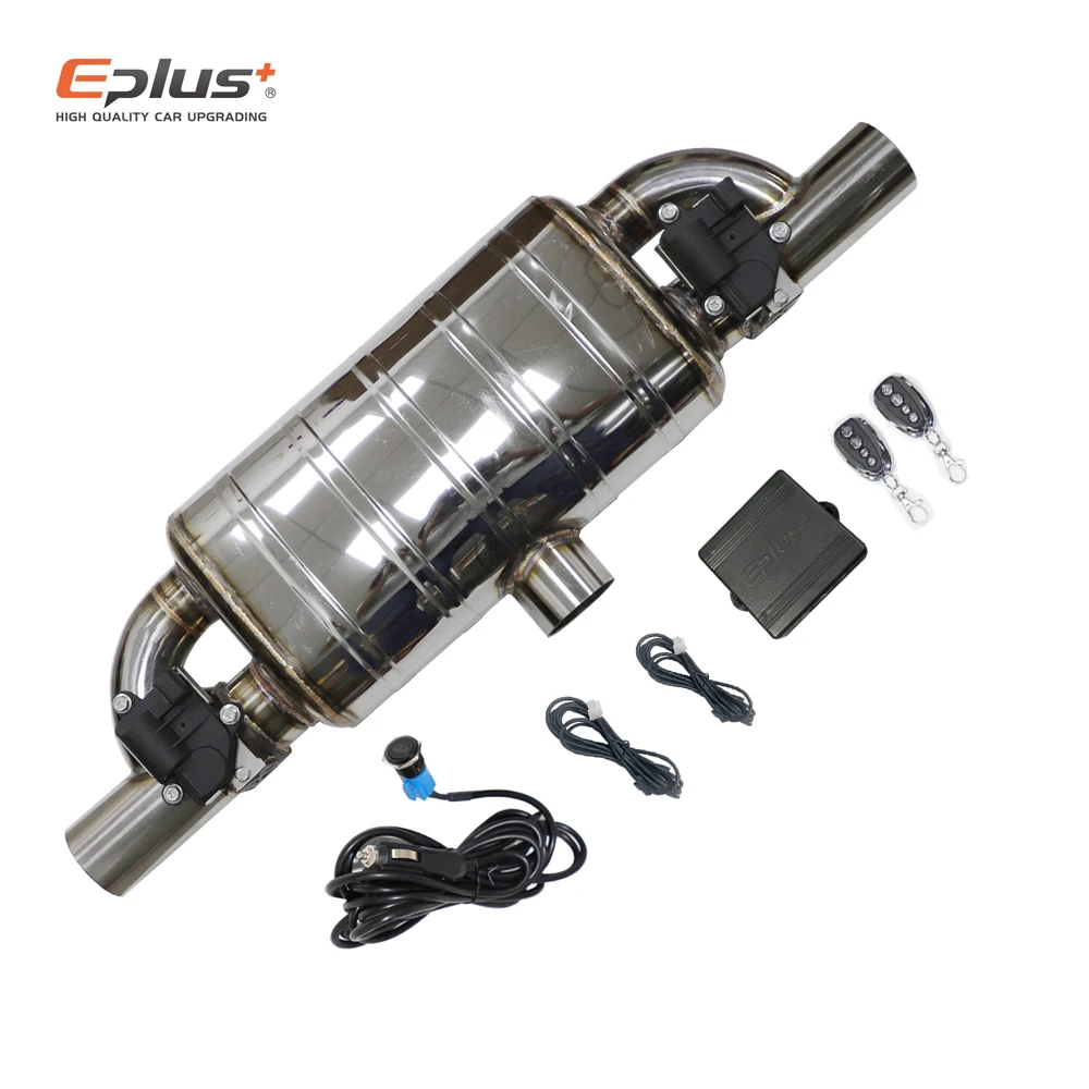 T Shape One In Two Out Car Exhaust Pipe Electric Valve Mufflers Remote Control Button Stainless Steel Universal 51 63 76MM