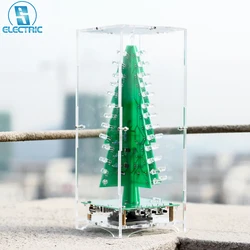 DIY Kit RGB Flash LED Circuit Kit Colorful 3D Christmas Trees Kit MP3 Music Box with Shell Christmas Gift Electronic Fun Suite