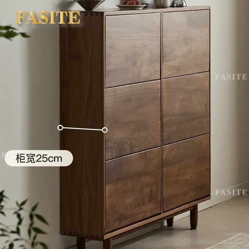 For North American Black Walnut Shoe Cabinet Household Tipping Bucket Retro Small Apartment Entrance Storage