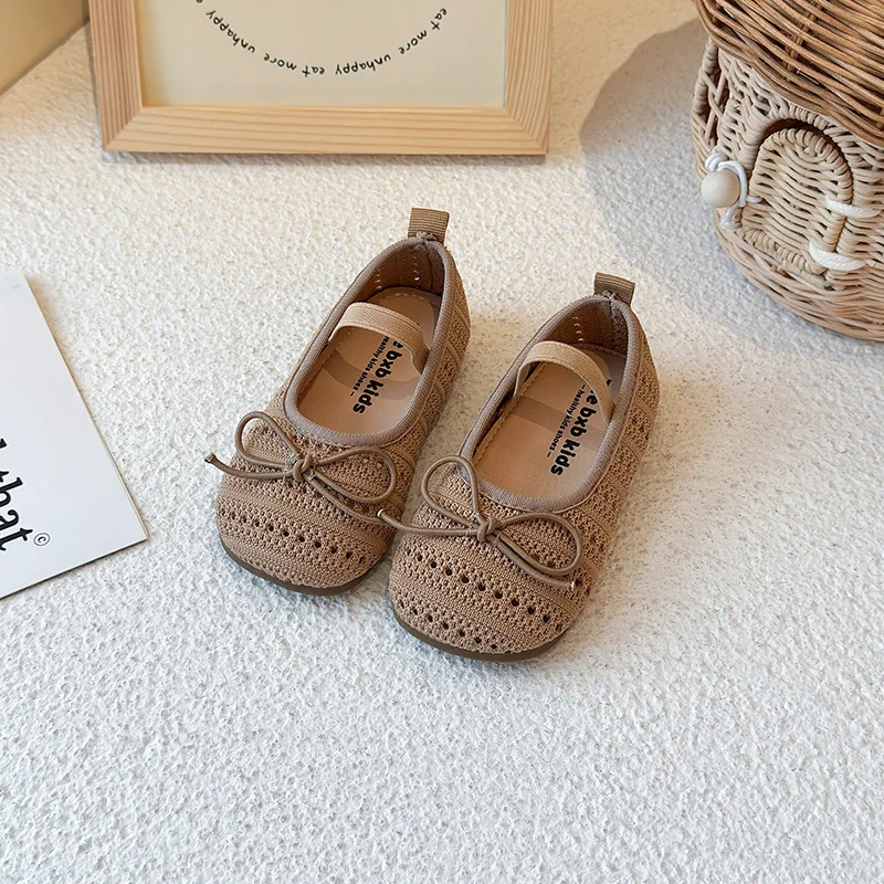 Girls' Baotou Sandals 2026 New Summer Children's Bow Princess Single Shoes Girls' Baby Breathable Knitted Shoes