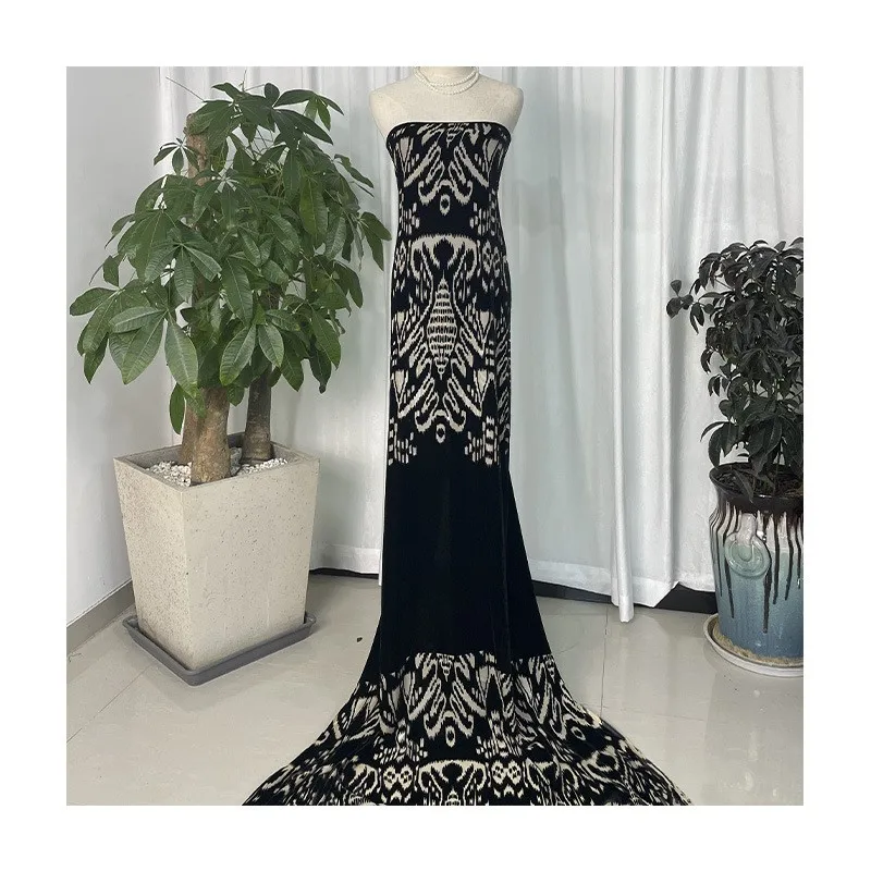 

Silk positioning embossed fabric woven velvet and dress cheongsam