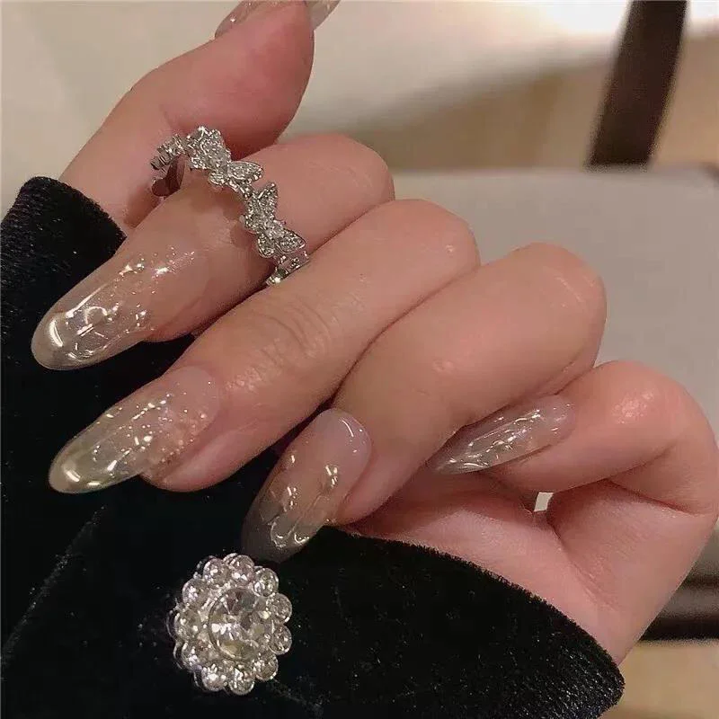 Fashion Butterfly Rings Shiny Crystal Zirconia Opening Adjustable Finger Ring Light Luxury Wrist Chain For Women Girls Jewlery