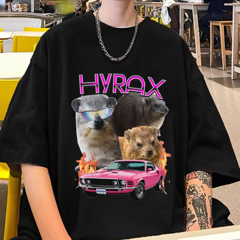 Stylish Hyrax T Shirt Men's Women's Hip Hop Funny Meme Mom Dad Vintage T-shirt Fashion Casual Tee Shirts Short Sleeve Streetwear