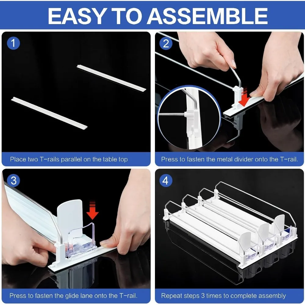 drink organizer for fridge, automatic pusher glide drink dispenser for fridge, holds up to 15 cans soda can dispenser for refrig