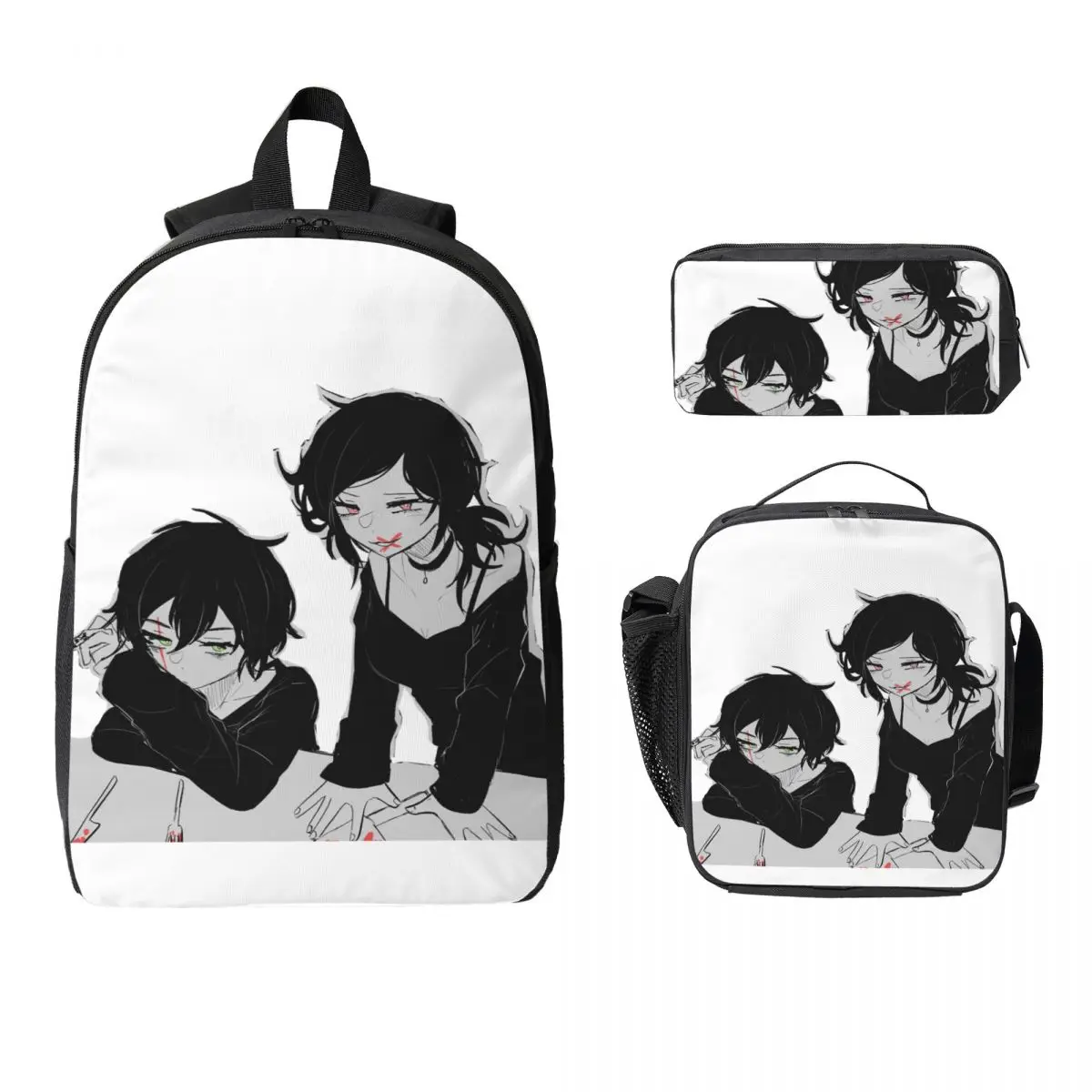 Ashley And Andrew The Coffin Of Andy And Leyley Backpack Student Boy Girl BookBag School Bag 3ps Insulated Lunch Bag Pencil Case