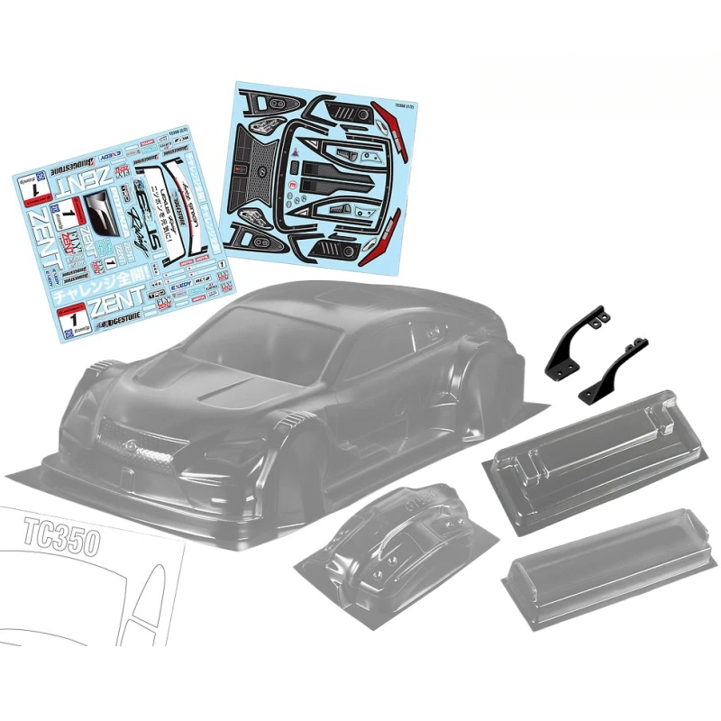 

Scale 1/10 Lexuss GT500 Clear Body shell With Rear spoiler + Light Buckles and decals for RC Drift car Tamiya tt02 tt01 Chassis