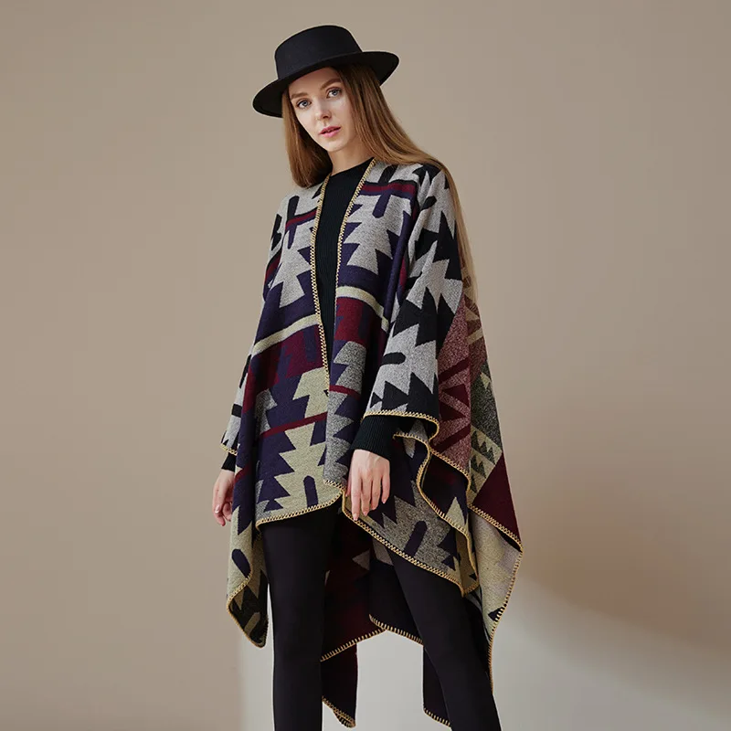 Slit Shawl Overcoat Christmas Holiday Scarf Cape Coat Cloak