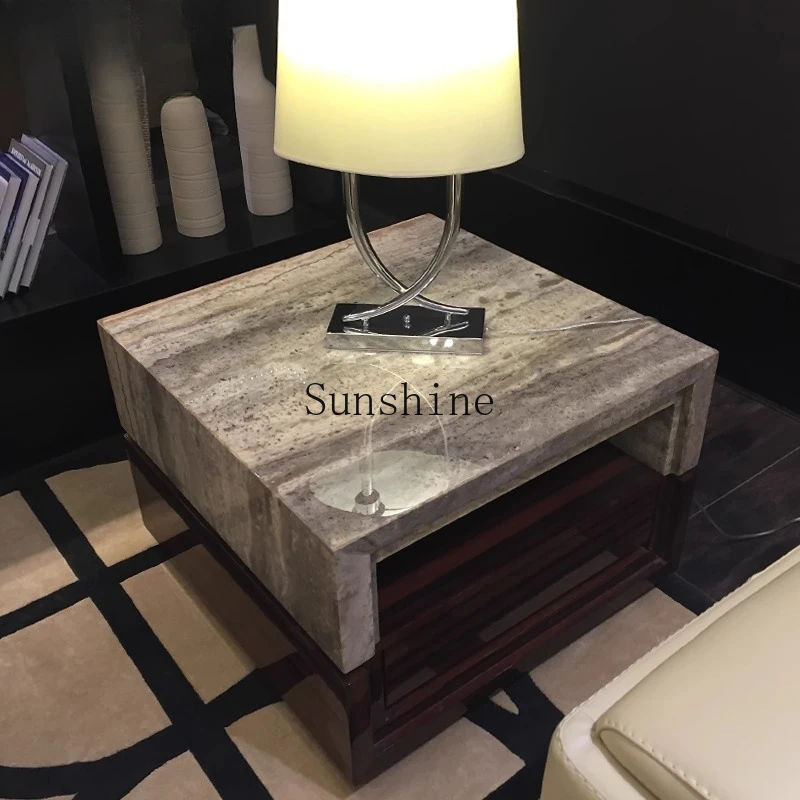 

Living room furniture light luxury new Chinese travertine corner few modern fashion edge few