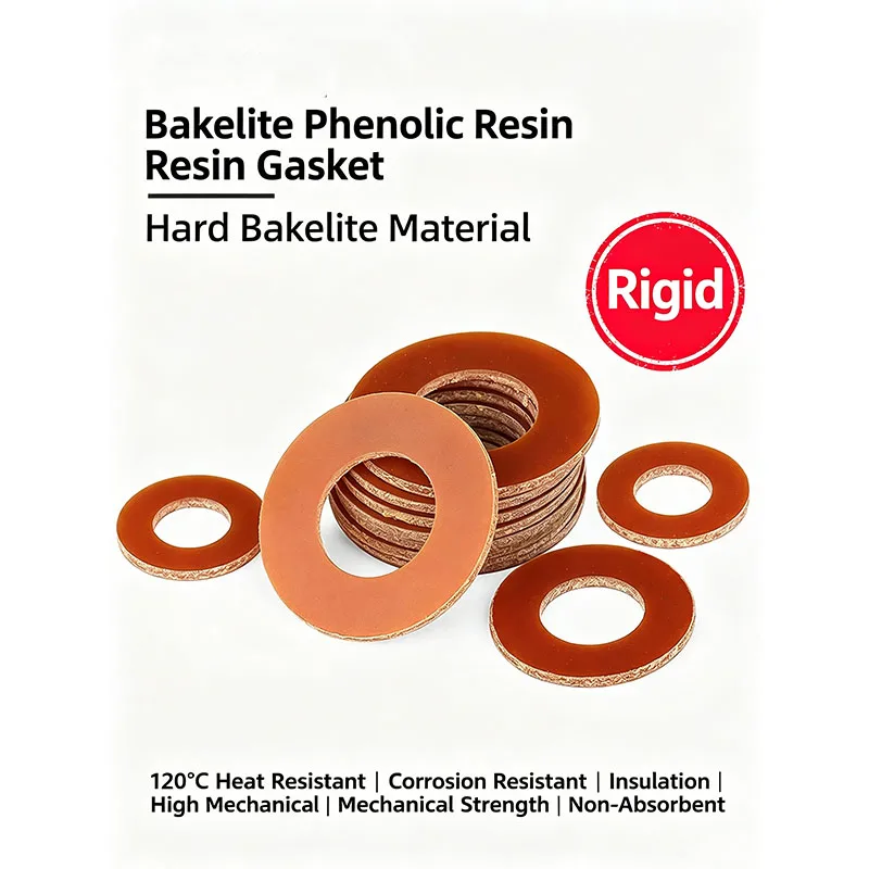 Round Bakelite Phenolic Washer, High Temp Insulating Flat Spacer for Bolt Isolation & Electrical Insulation，OD:4-20mm