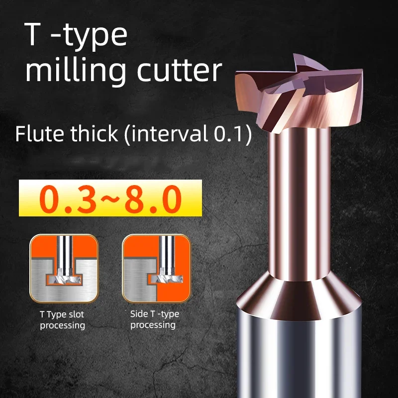 Carbide Straight Shank T Type Overall Tungsten Steel Alloy Machine Router Bits Coating Groove Milling Cutter CNC Tool