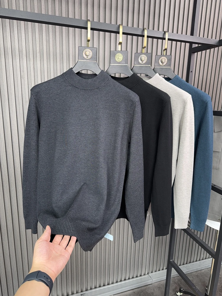 

Ele Pure Color Knitwear Comfortable Long Sve Casual f High Collar Men's Sweater Warm Winter Faion Leisure Top