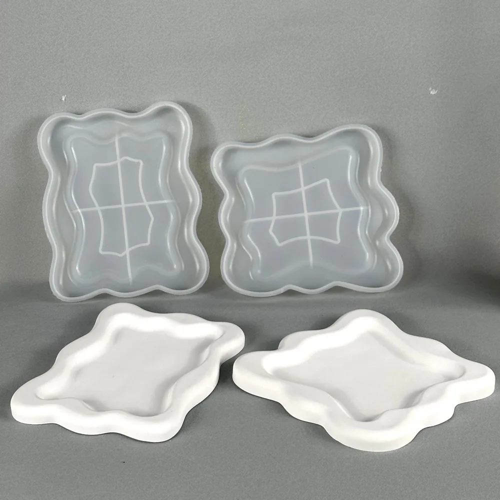 Taca do przechowywania betonu formy silikonowe DIY nieregularne rzemiosło Making tynk żywica epoksydowa Coaster formy gliniane artykuły do ​​dekoracji domu — zdjęcie 5