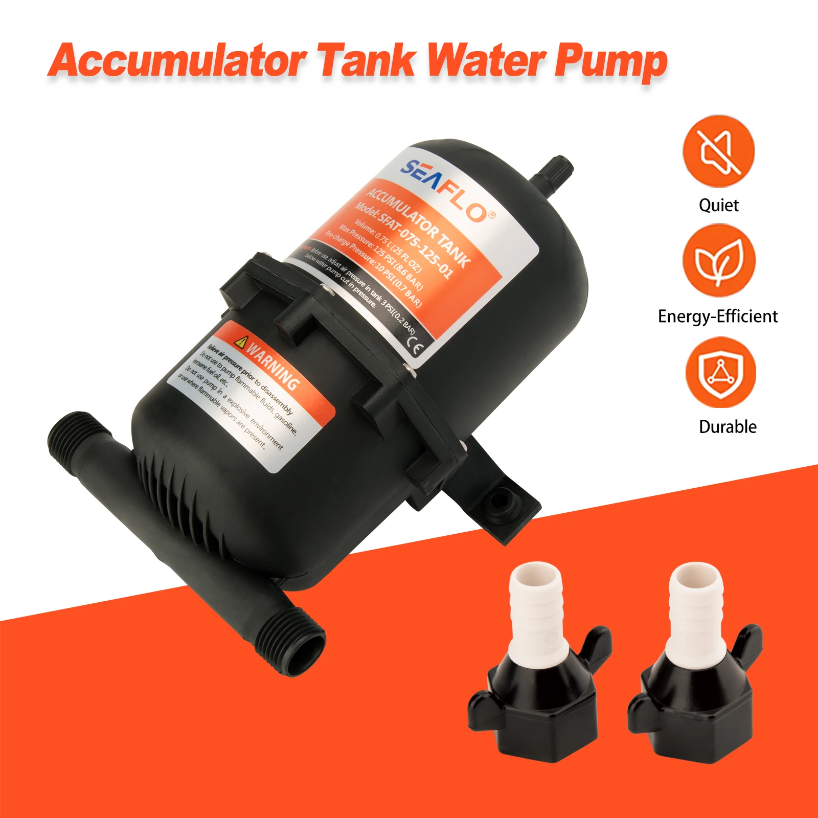 Portable 0.75L Marine Water Accumulator Tank 125 PSI Mini Pressure Accumulator for Boat RV Yacht Pump System