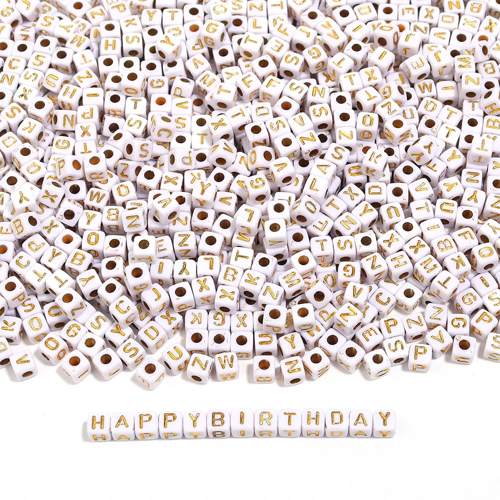 

100Pcs/Lot Trendy Acrylic Square Alphabet Beads Large Hole Letter Loose Spacer Bead Craft Handmade Bracelet Making Supplies