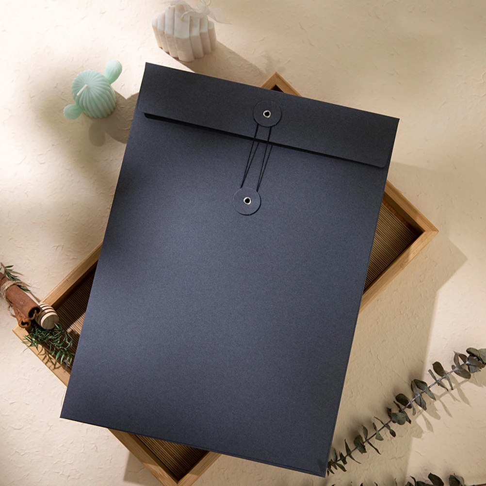 

6pcs Portable File Organizer Bag For Office School Document Storage Holder String Button Pouch A4 Receipts Envelopes Large