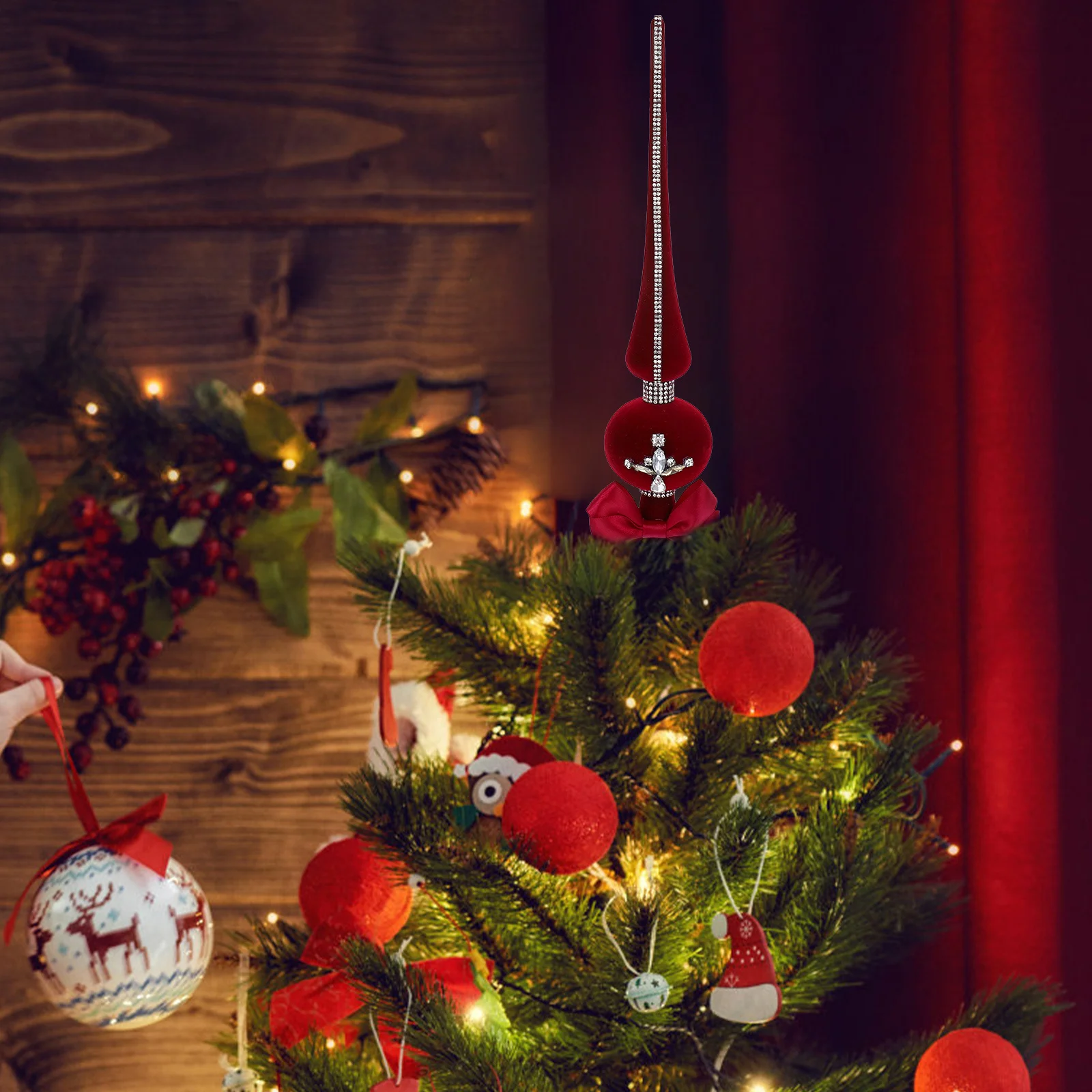 1 قطعة شجرة كروية بلاستيكية عتيقة توبر رمادي توافدوا زينة عيد الميلاد اليدوية فريدة من نوعها زخرفة متألقة لعيد الميلاد #2