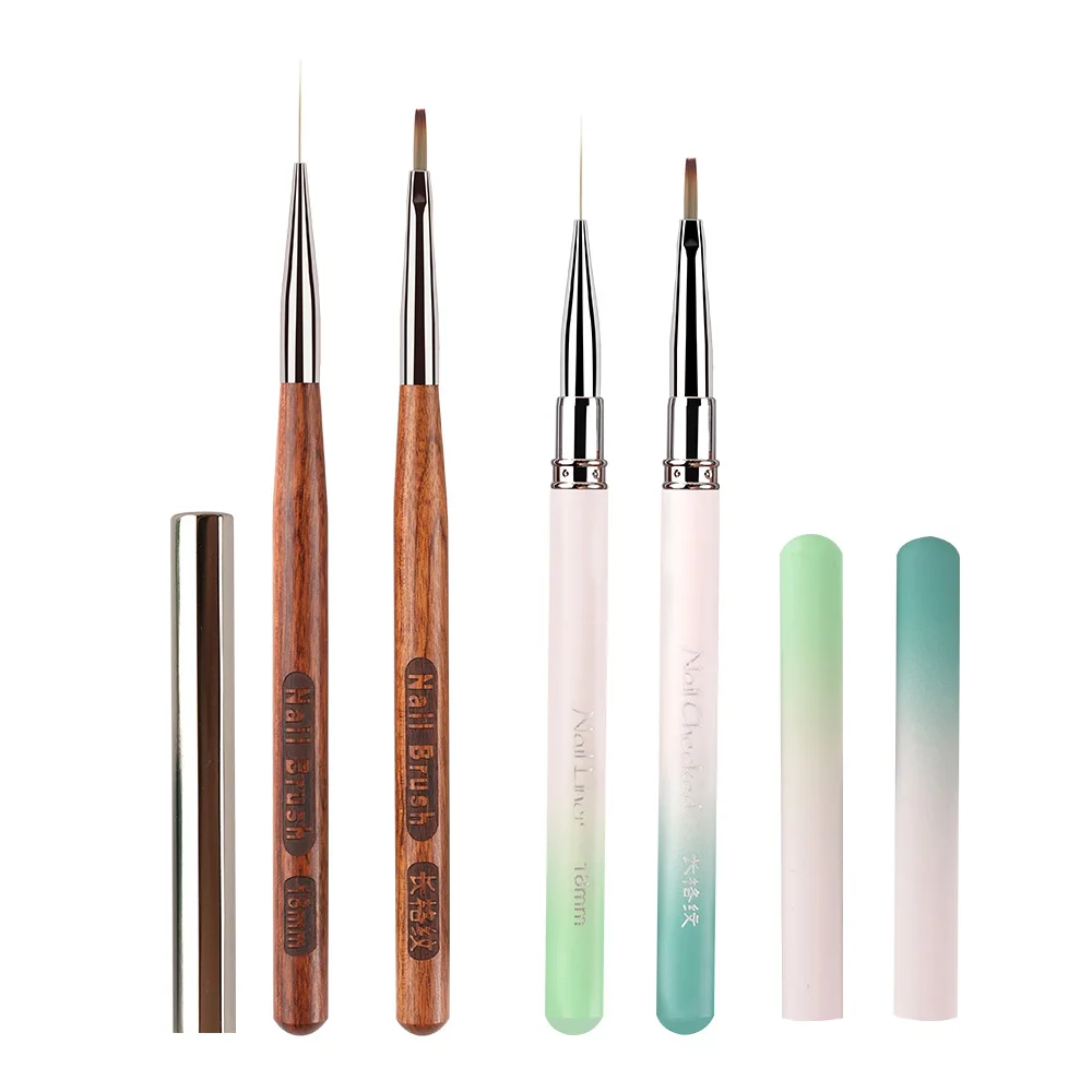 

1/2PCS Sandalwood Handle Brush Art Liner For Manicure Painting Brush Uv Gel Extension Builder Drawing Pen