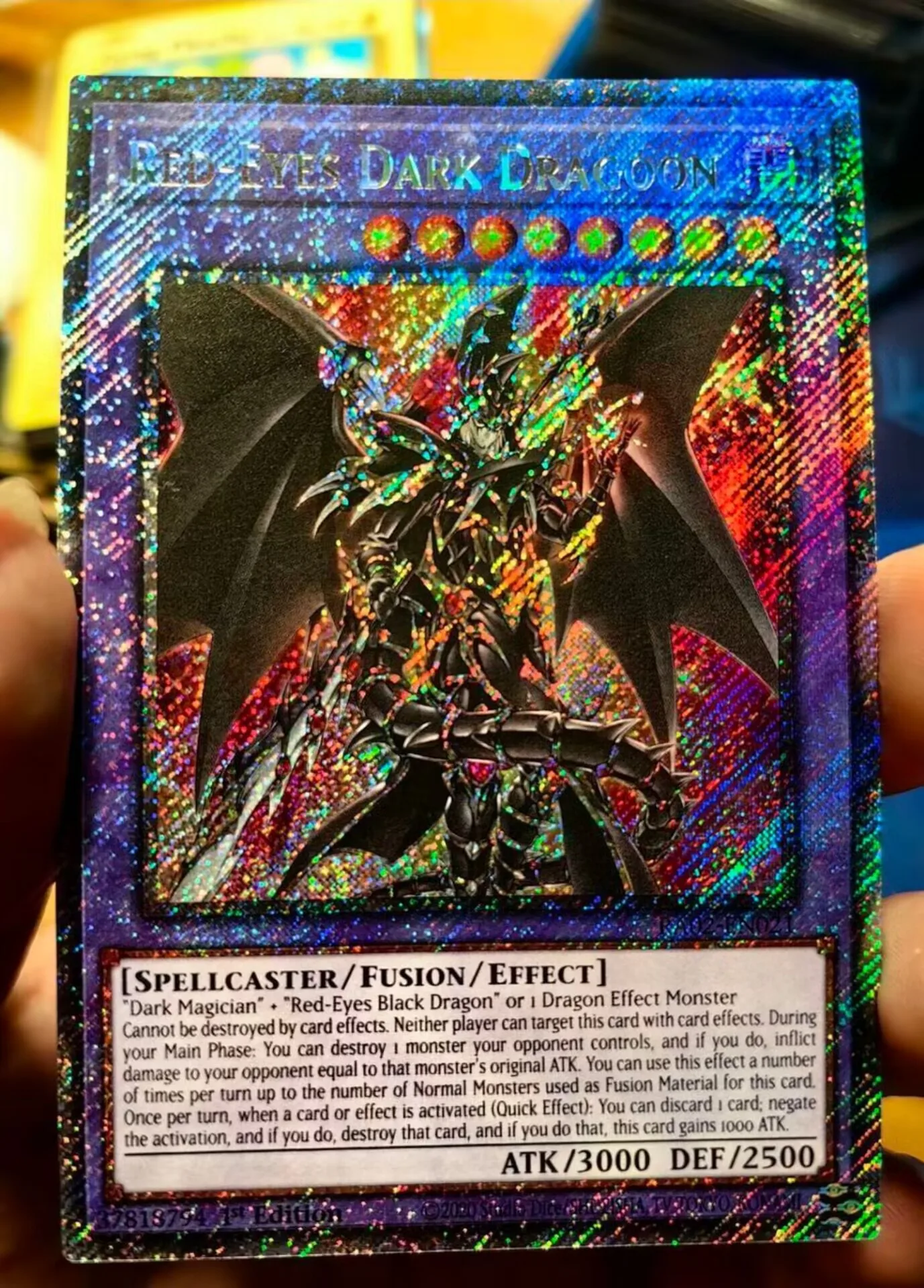 

Yugioh KONAMI TCG RA02-EN021 Red-Eyes Dark Dragoon Platinum Secret English 1st Edition Collection Mint Card