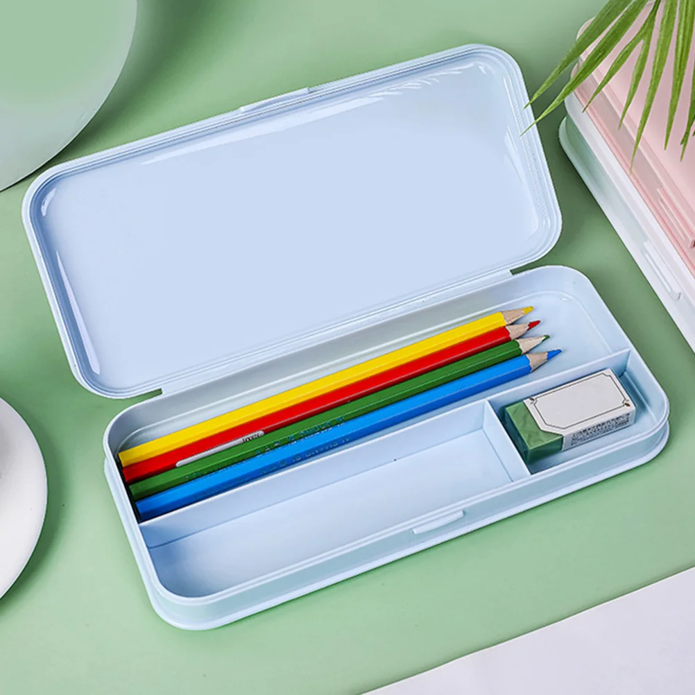 

2pcs Simple Stationery Box Premium Durable Pencil Container Compact Portable Pen Holder For Student Multi-Functional Storage