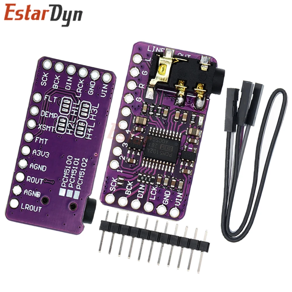 Estardyn PCM5102A I2S DAC Audio Board, Stereo Decoder Module for Raspberry Pi pHAT Format