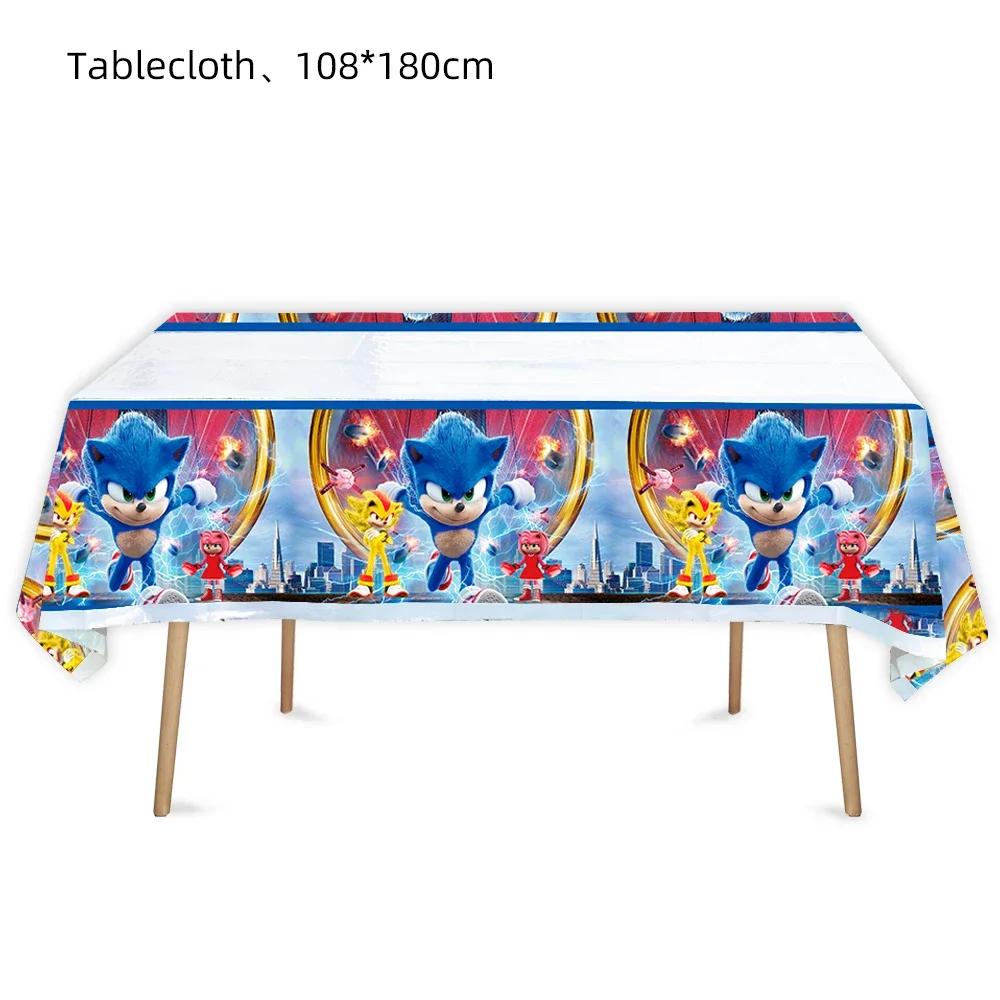 New Cartoon Sonic Party Supplies Boys Birthday Party Disposable Tableware Set Paper Plate Cup Napkins Baby Shower Decorations image 3