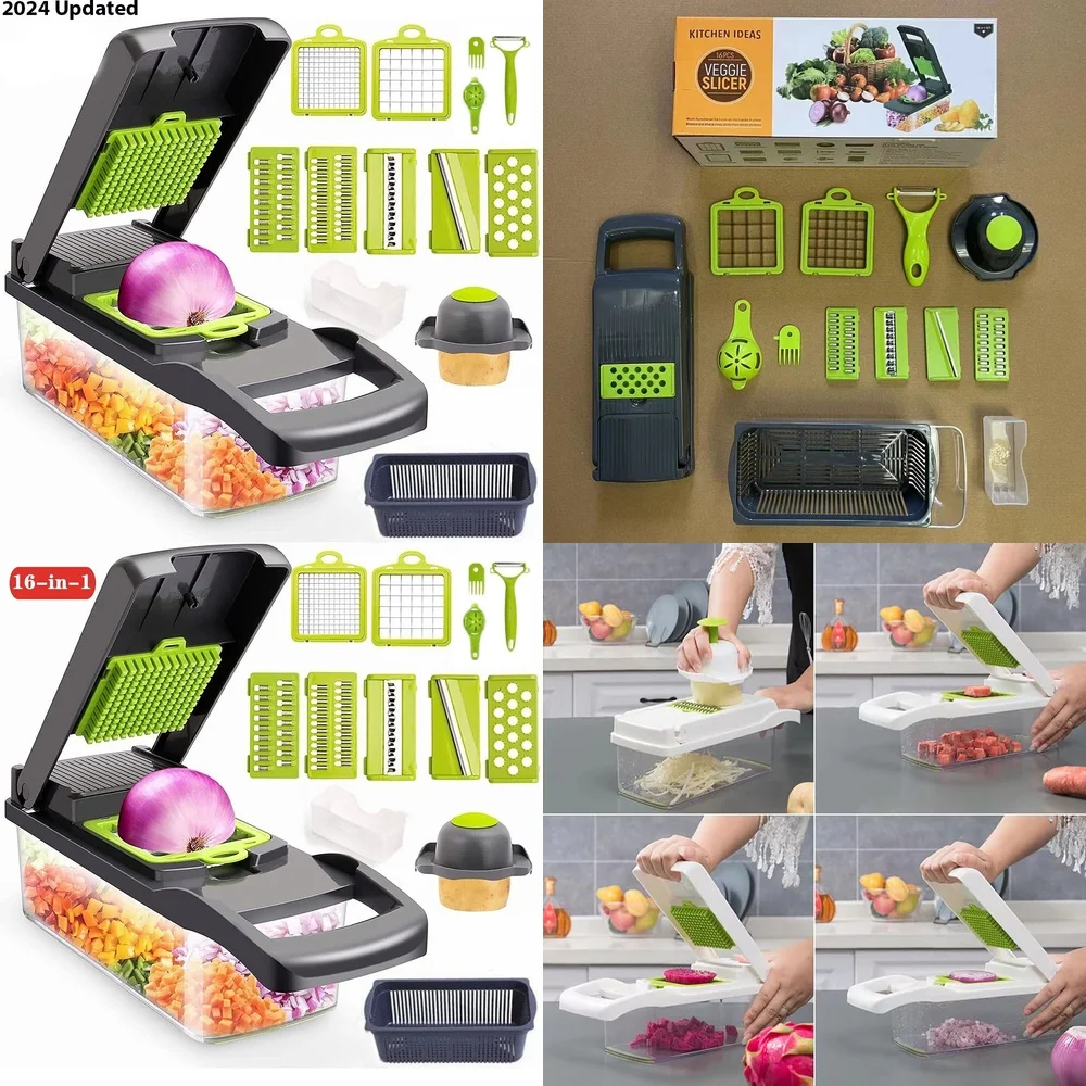 

Fruit & Vegetable Tools16 in 1 Vegetable Slicer Fruit Cutter Kitchen Chopper Dicer Onion Veggie Prep Tool Multifunctional Food