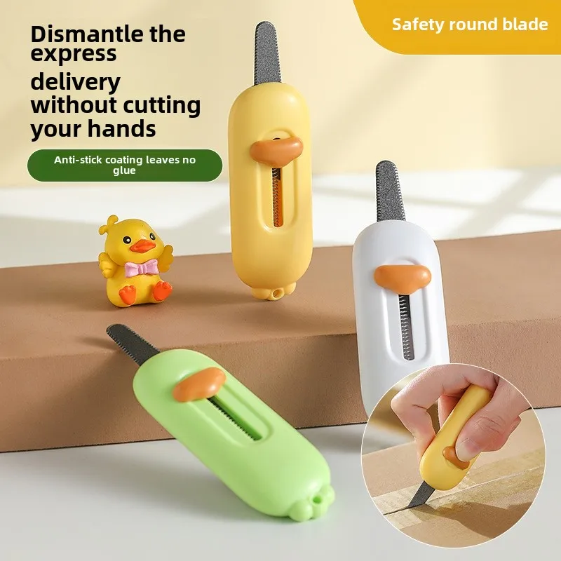 1 Stück, gelbe Ente magnetischer Kastenöffner Offenes Express-Paket-Box-Werkzeug Tragbarer Antihaft-Kastenöffner mit gezacktem Messer