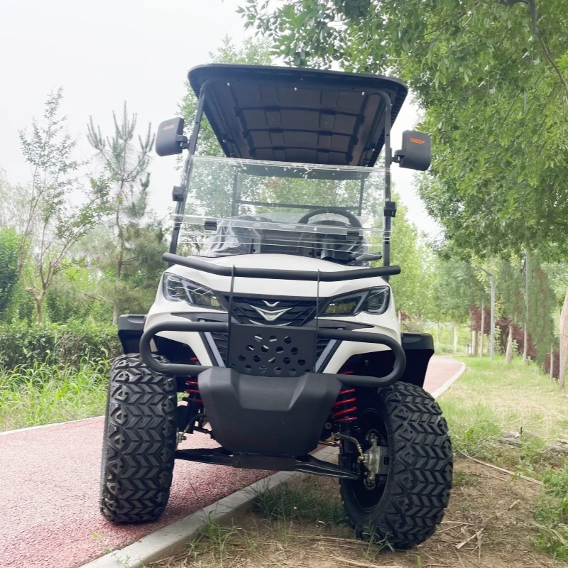 High Quality 4-Seater Electric Golf Cart Off-Road Golf Buggy Lithium Battery 14 Inch Tires Bumper With Folding Windshield