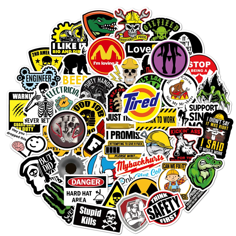 150pcs Warning Slogan Logo Graffiti Waterproof Stickers Creative Fridge Skateboard Laptop Helmet Guitar Decoration Sticker Decal