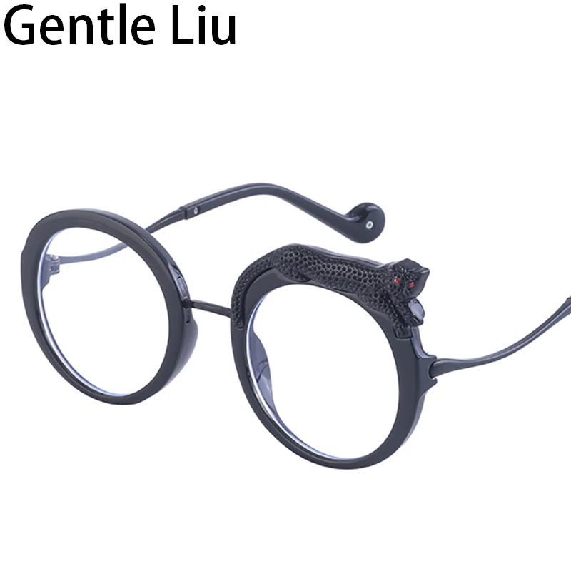 Lunettes de soleil rondes léopard pour femmes, lunettes anti-lumière bleue, nuances d'ordinateur, dames, marque de créateur, nouvelle mode, 2024