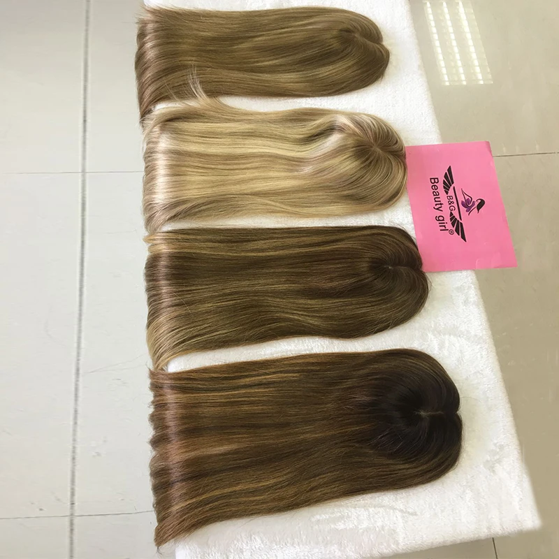 

Beauty Girl Hair High Quality Cheap Price Free Part European Human Hair Full Coverage Hand Made Silk Base Topper For Women
