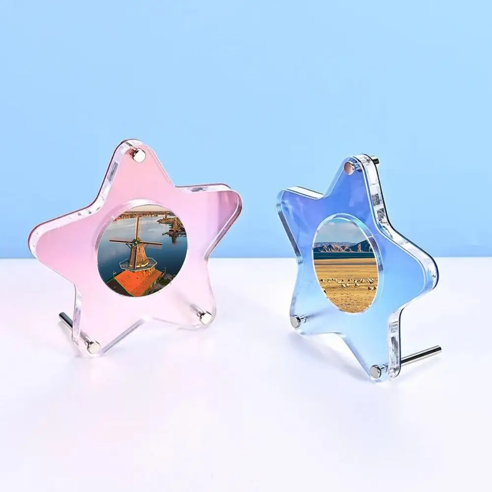 Gradient Color Metal Badge Holder Acrylic Dustproof Badge Display Storage Anime Character Stars Badge Stand Rack Souvenir Badge