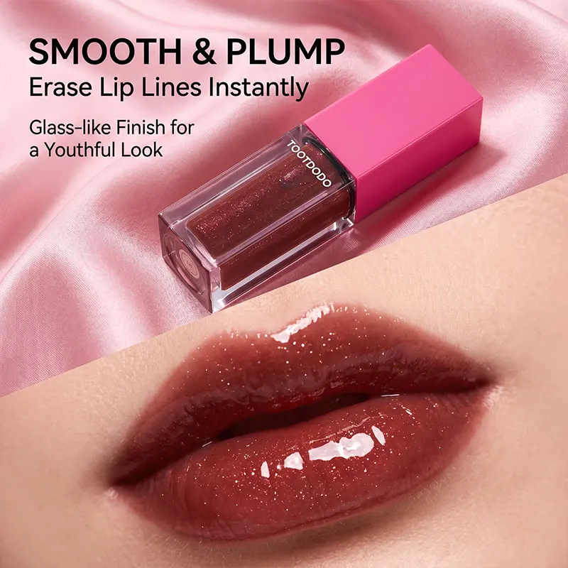 Toot Dodo Glossy Lip Gloss Glass Lip Plump Juicy Nude Shade Layerable for Daily Commute Dating Makeup