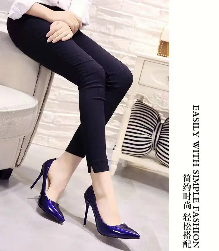 

Woman Pumps Patent Leather High Heels Shoes Women Basic Pump Wedding Shoes Female Stiletto Women Heel Plus Size 34-43