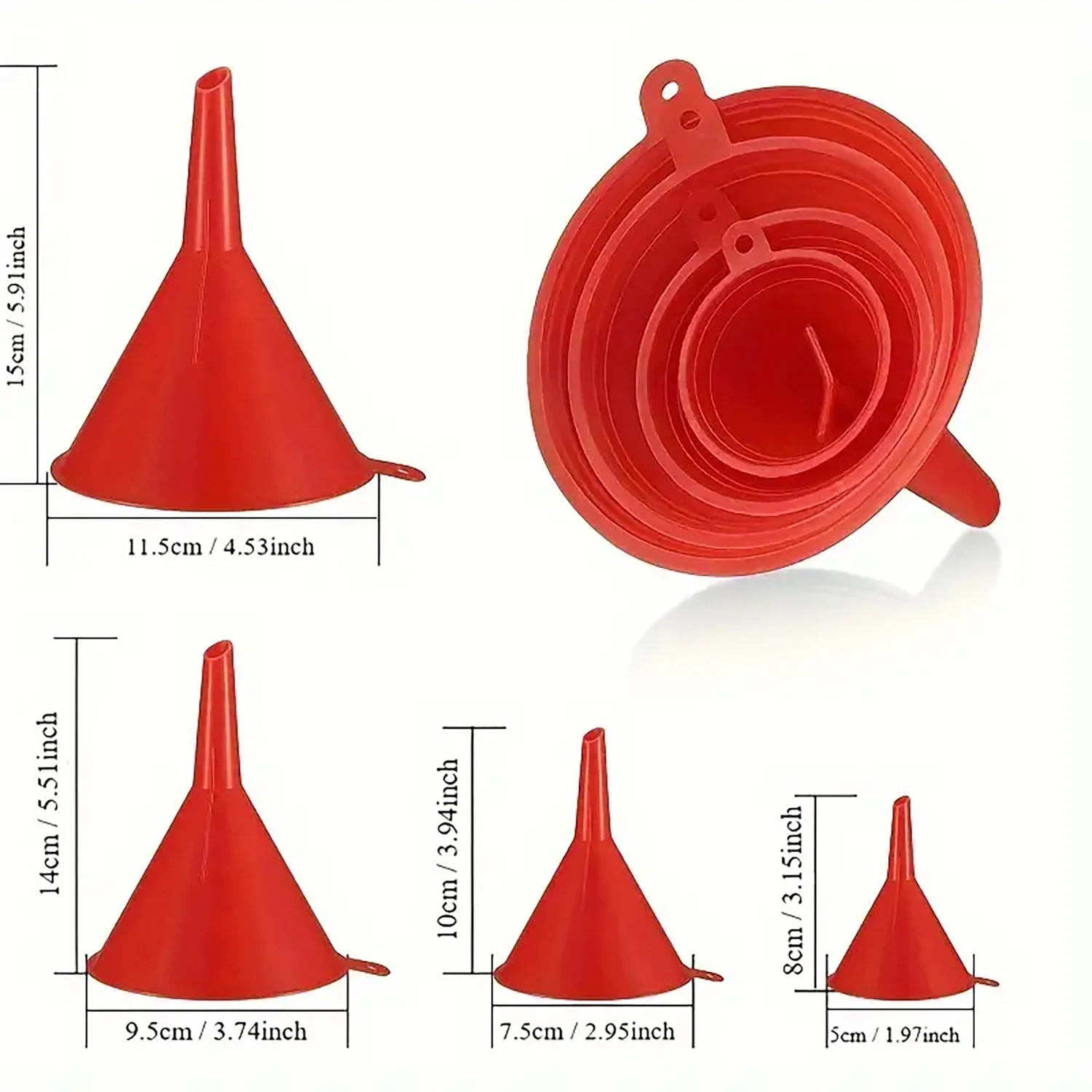 8-Pack, Filling Funnel Set, Multi-Purpose Funnel with Hose, Removable Spout and Long Funnel for Cars, Workshops and Home