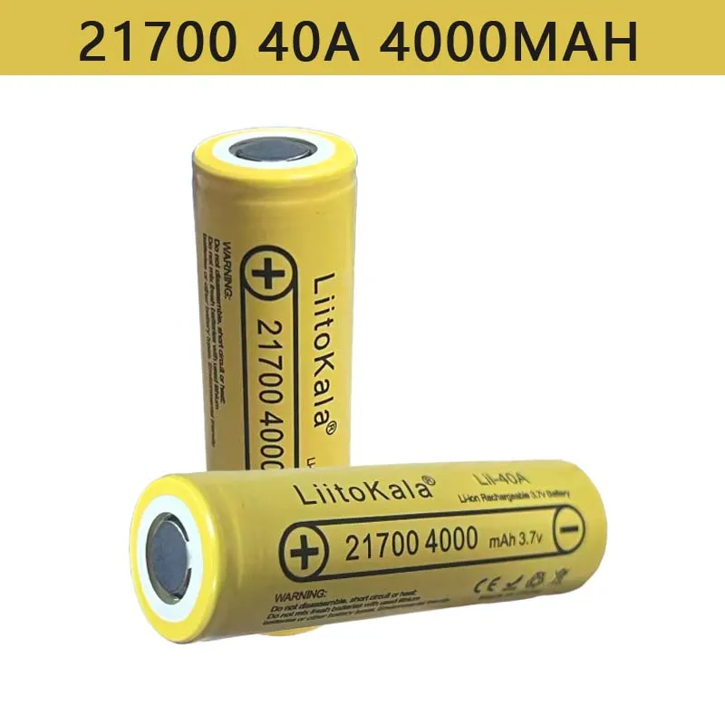 

LiitoKala 3,7 В 21700 4000 мАч литий-ионная аккумуляторная батарея Lii-40A 14,8 Вт для электрического велосипеда, фара, инструмент, реальная емкость