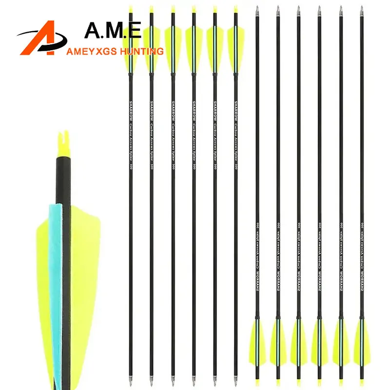 

6/12pcs SP500 Arrow Mixed Carbon Arrow 100 Grain Arrowheads ID6.2mm for Traditional Longbow Recurve Bow Archery Hunting Shooting
